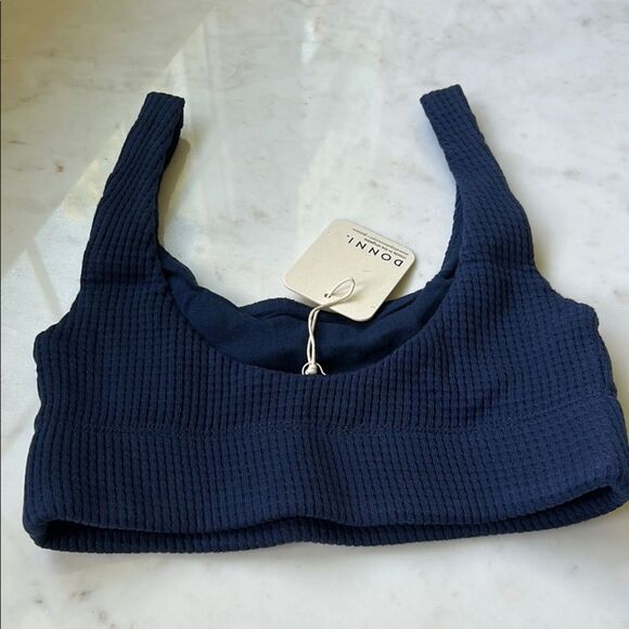 DONNI. Deep Blue Ribbed Bralette NEW XXS - Picture 2 of 5